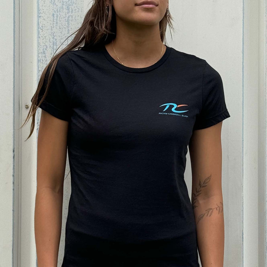 DAMA SURFBOARDS ROCK TEES BLACK XL Tシャツ Women's Slim Ribbed T-Shirt - Black | 4F: Sportswear and shoes